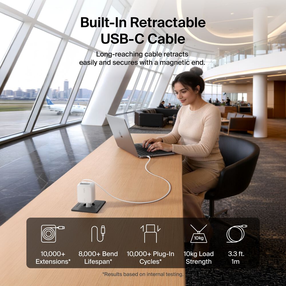 Retractable GaN Wall Charger 67W, , hi-res