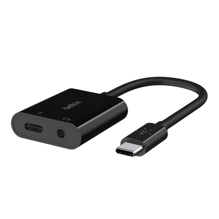 3,5-mm-Klinken-Audio- und USB-C-Ladeadapter, Schwarz, hi-res