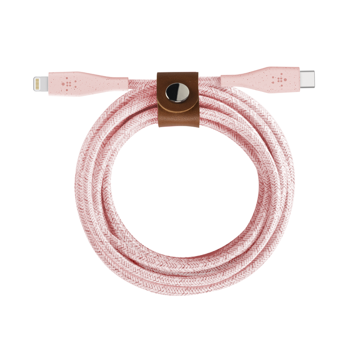 USB-C Cable with Lightning Connector + Strap (made with DuraTek), Pink, hi-res