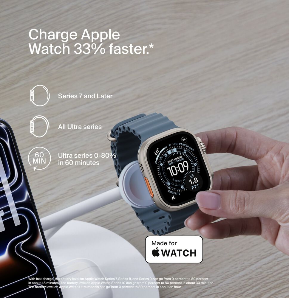 3-in-1 Wireless Charging Stand with Qi2 15W, White, hi-res