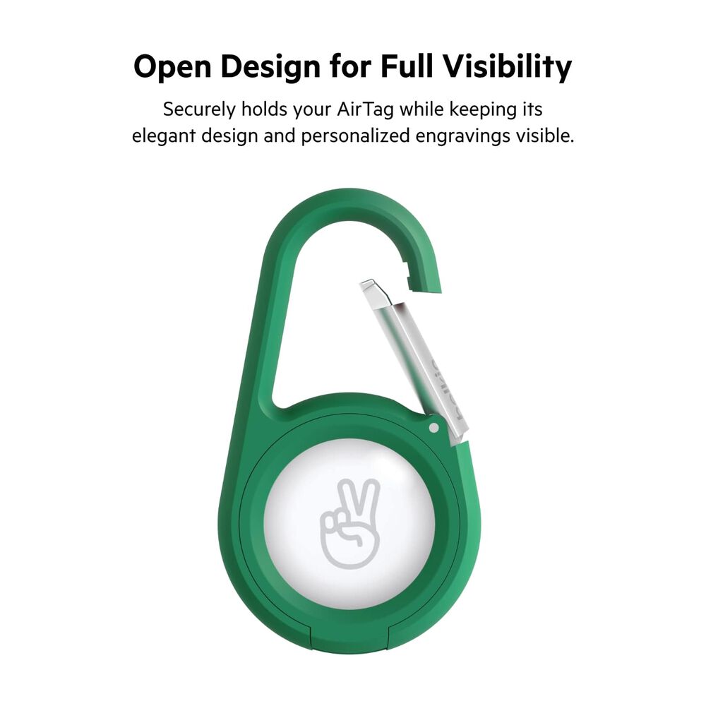 Secure Holder with Carabiner for AirTag, Dark Green, hi-res