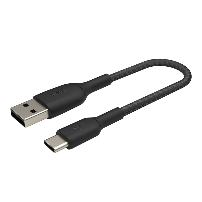 Cable trenzado USB-C a USB-A BOOST↑CHARGE™ (15 cm, negro), Negro, hi-res