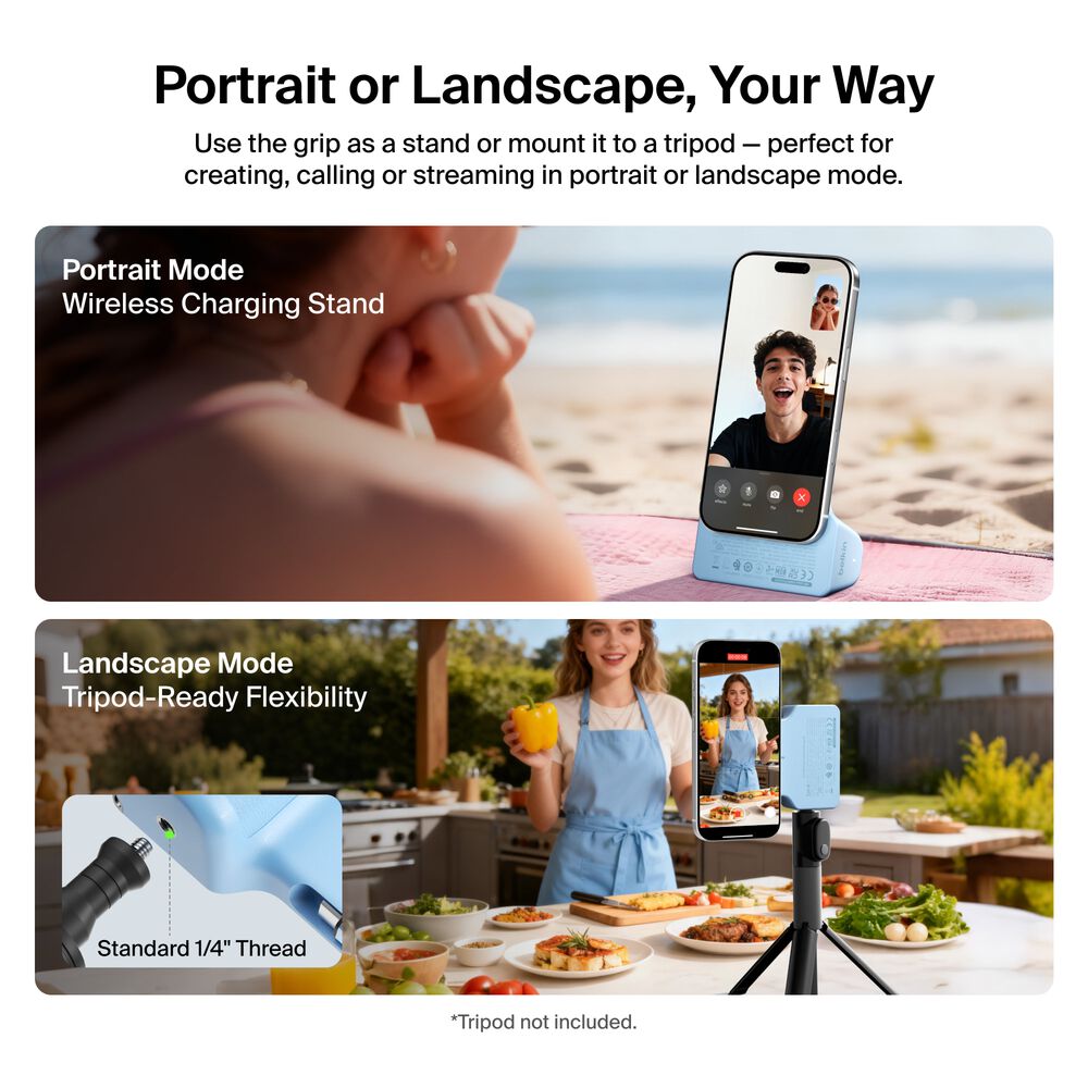 Magnetic Charging Camera Grip with Power Bank, Ice Blue, hi-res