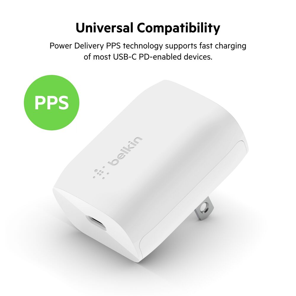 USB-C Wall Charger 20W + USB-C Cable with Lightning Connector, White, hi-res