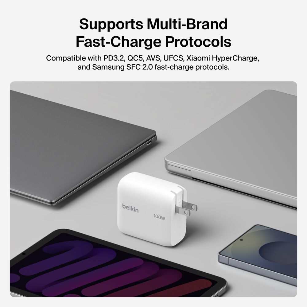 USB-C GaN Wall Charger 100W + USB-C Cable, , hi-res