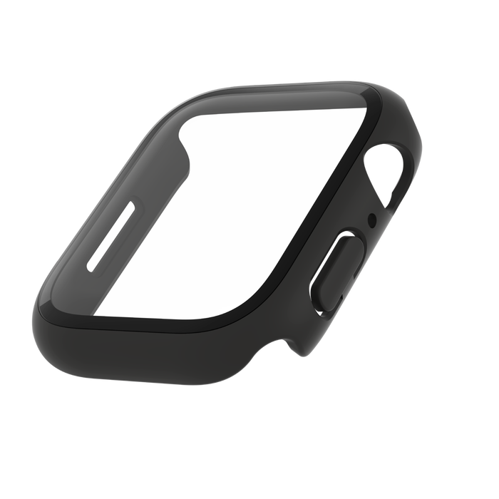 Protector de pantalla 2 en 1 TemperedCurved con revestimiento antimicrobiano y borde envolvente para Apple Watch Series 7 y 8, Negro, hi-res