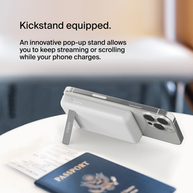 Magnetic Wireless Power Bank 5K + Stand, White, hi-res