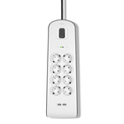 Spanningsbeveiliger met 8 stopcontacten en USB-laadpoorten (2,4 A), White/Gray, hi-res