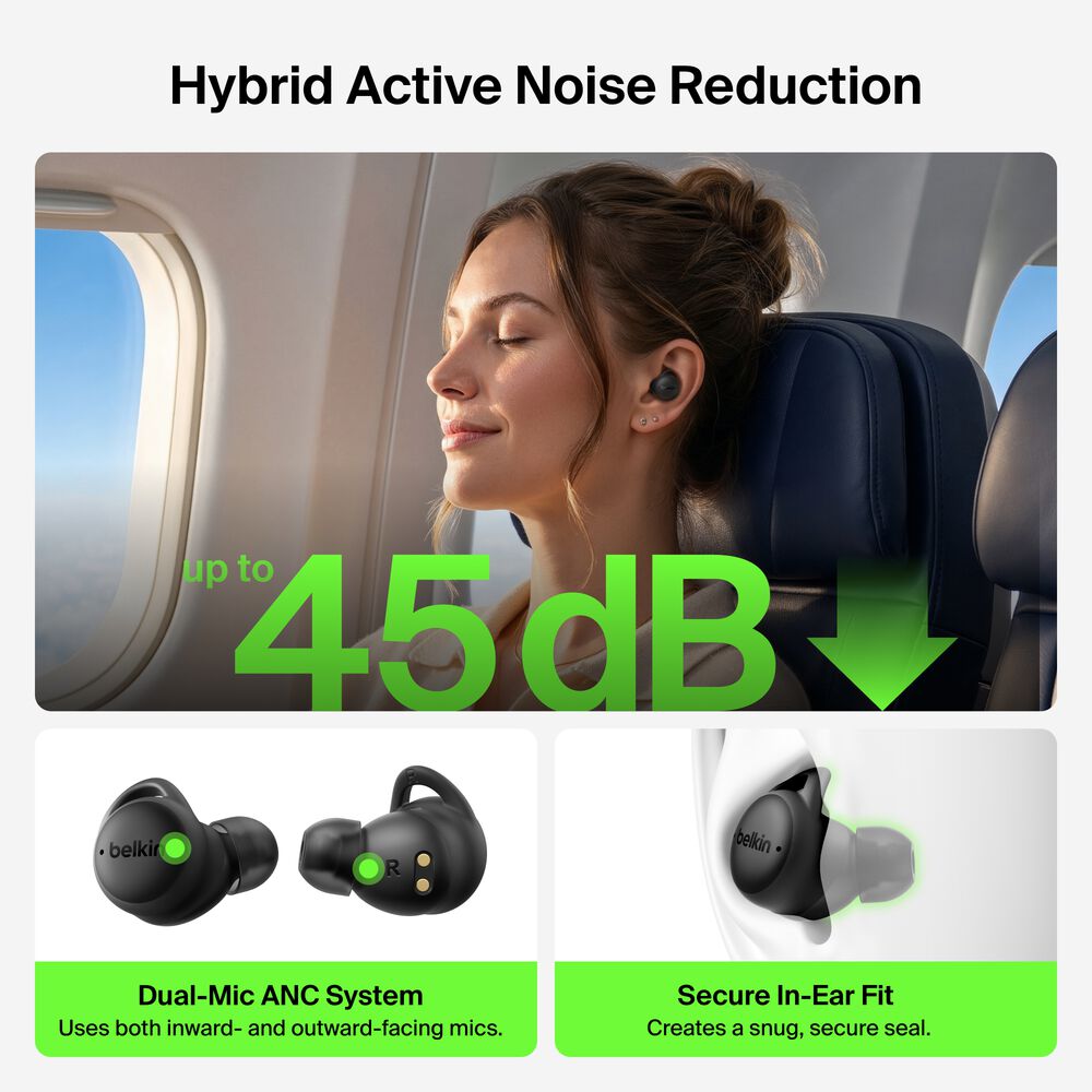 Noise-Cancelling Earbuds, Black, hi-res