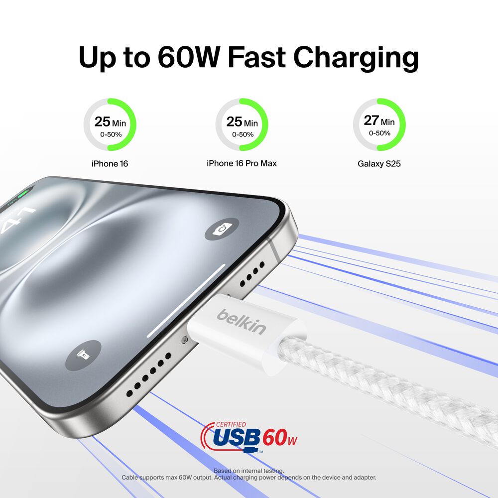 USB-C to USB-C Cable 60W, White, hi-res