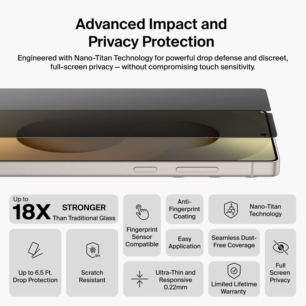 Titan SmartShield Privacy Filter Screen Protector for Samsung Galaxy S26 Ultra, , hi-res