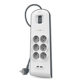 Multiprise parafoudre 6 prises avec 2 ports USB 2,4 A