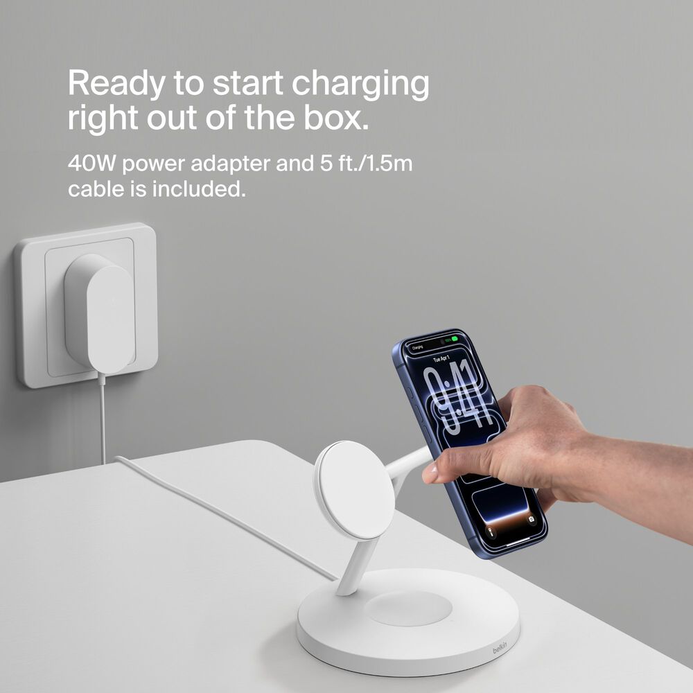 3-in-1 Wireless Charging Stand with Qi2 15W, White, hi-res