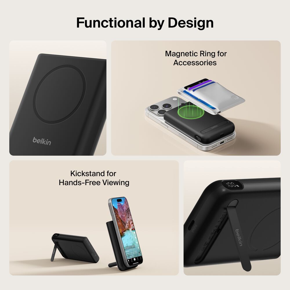 Power Bank 10K with Magnetic Ring, Black, hi-res