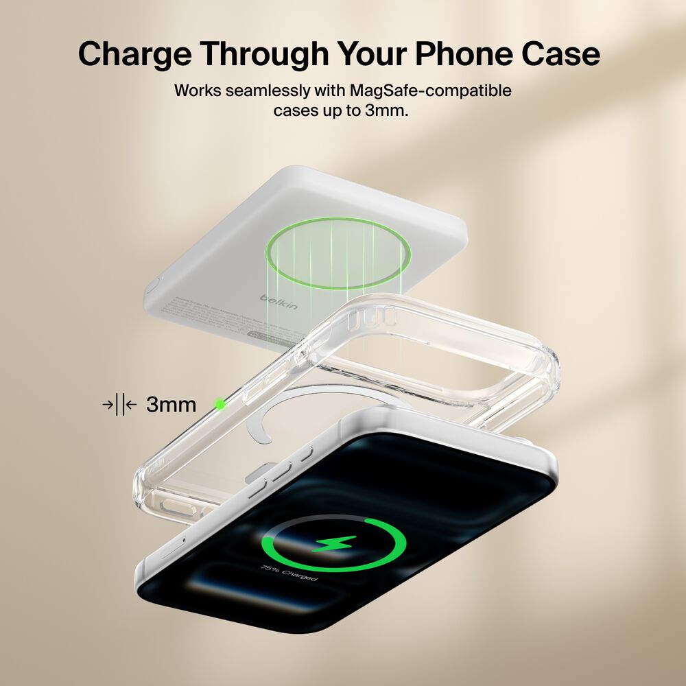 Slim Magnetic Power Bank 5K with Qi2, White, hi-res