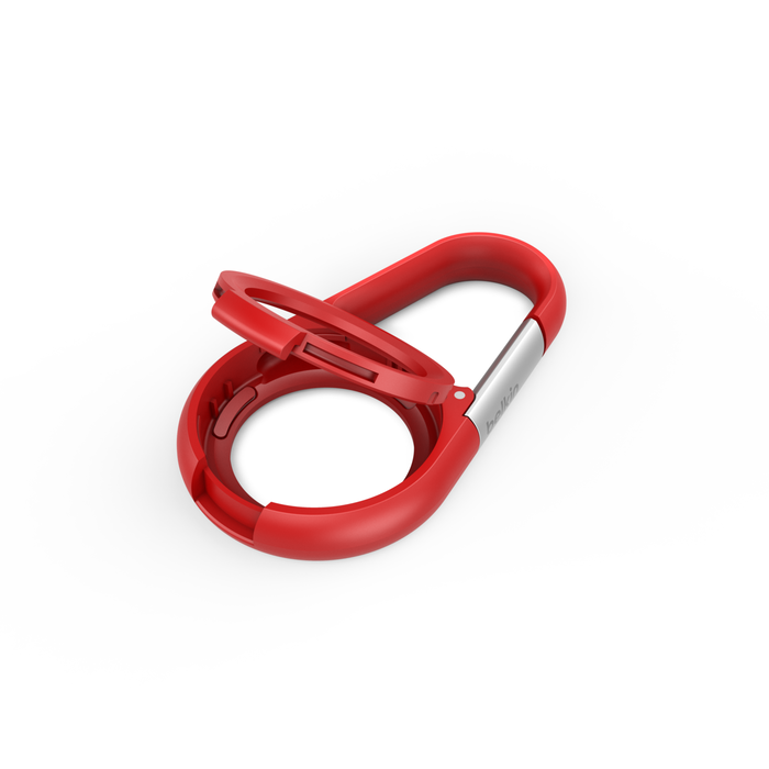 Secure Holder with Carabiner for AirTag, Red, hi-res