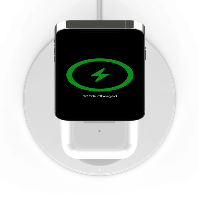 2-in-1 Wireless Charger Stand with MagSafe 15W, White, hi-res