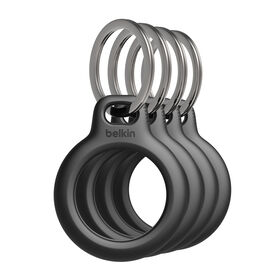 Secure Holder with Key Ring for AirTag 4-Pack, Black, hi-res