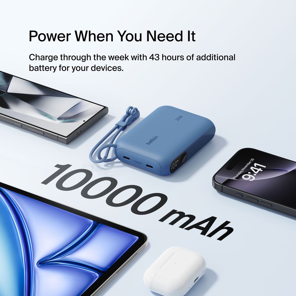 Power Bank 10K with Display, Blue, hi-res
