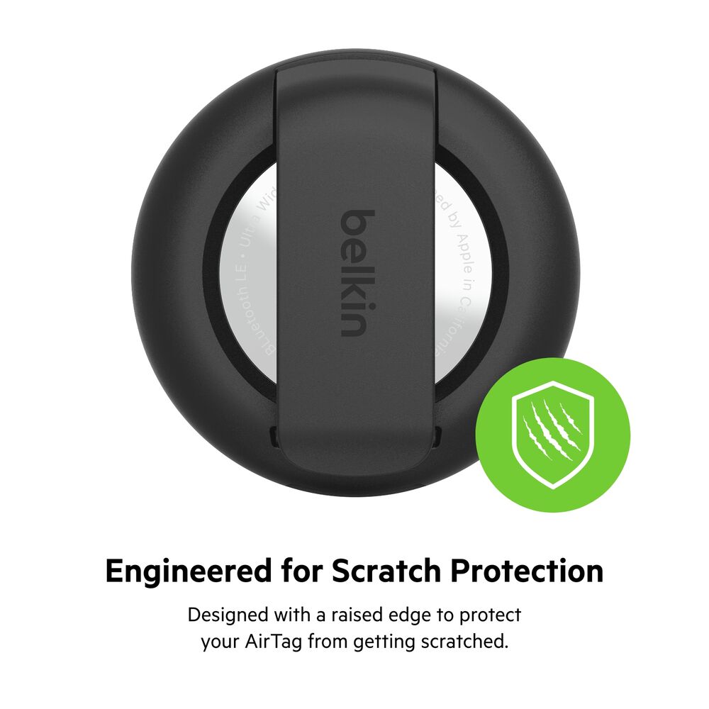 Secure Holder with Clip for AirTag, Black, hi-res