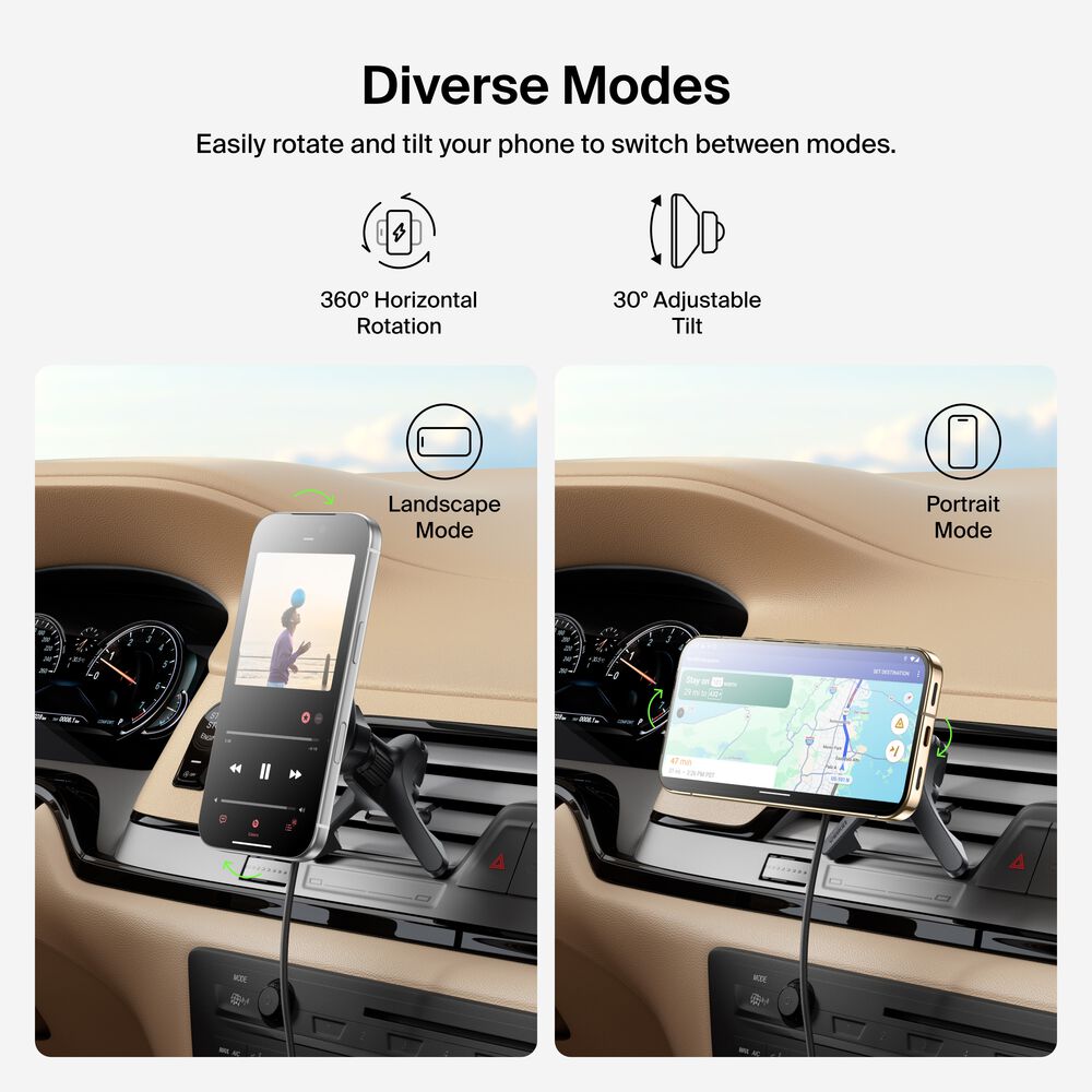 Magnetic Wireless Charging Car Vent Mount, , hi-res