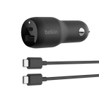 Dual Car Charger with PPS + USB-C to USB-C Cable, Black, hi-res