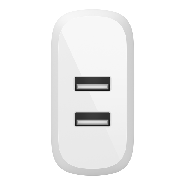 24 瓦 双USB-A 壁式充电器, 白色的, hi-res