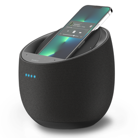 Hi-Fi Smart Speaker + Wireless Charger, Black, hi-res