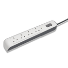 4-outlet Surge Protection Strip with 2M Power Cord, White/Gray, hi-res