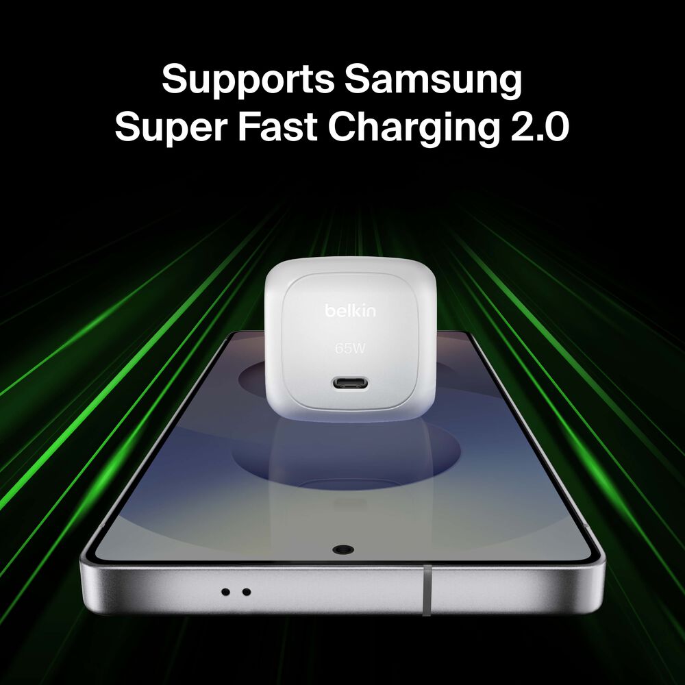 Compact USB-C Charger 65W + USB-C Cable, White, hi-res