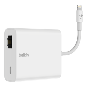 Adaptador Ethernet + carga con conector Lightning, Blanco, hi-res