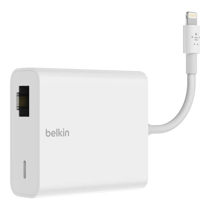 Adaptador Ethernet + carga con conector Lightning, Blanco, hi-res