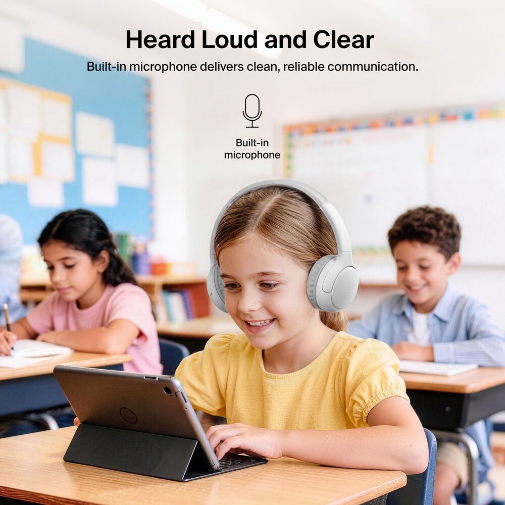 Wireless On-Ear Headphones for Kids , White, hi-res