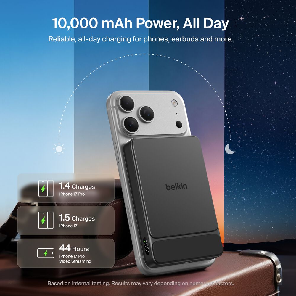 Slim Magnetic Power Bank 10K, Black, hi-res