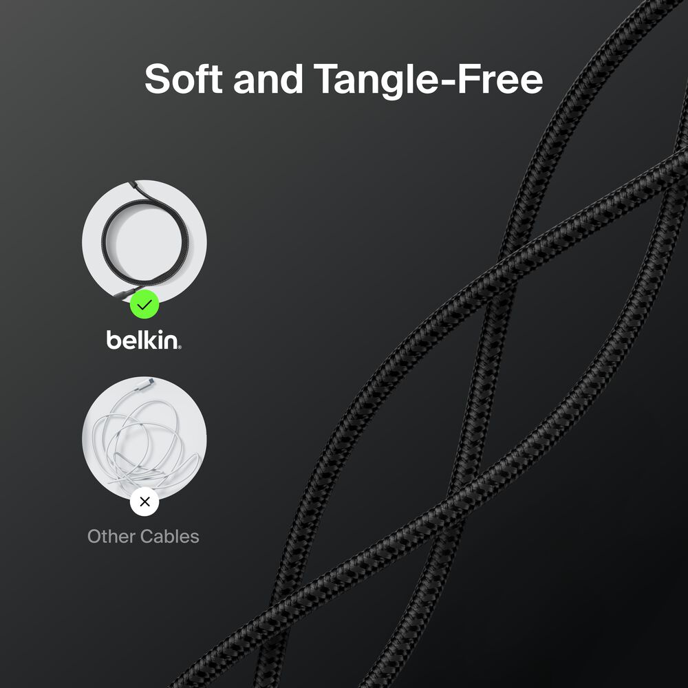 USB-C to USB-C Braided Cable 240W, 3.3ft/1m, Black, Black, hi-res