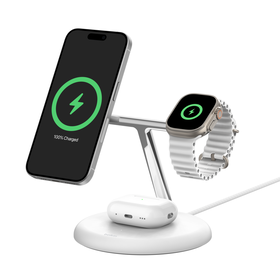 3-in-1 Magnetic Wireless Charging Stand with Qi2 15W, White, hi-res
