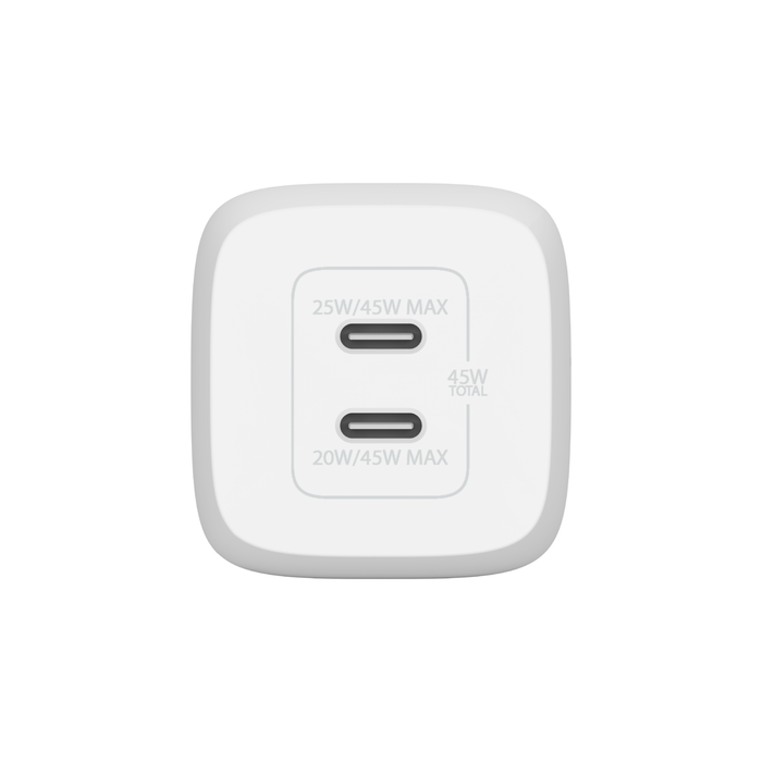 Dual USB-C GaN Wall Charger with PPS 45W, White, hi-res