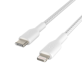 Braided USB-C to Lightning Cable (2m / 6.6ft, White), White, hi-res