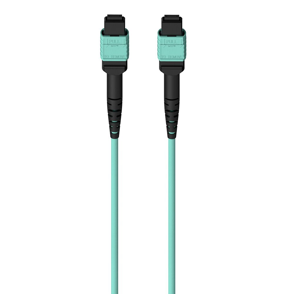 MTP to MTP MPO Fiber Optic Cable, 40GbE Aqua MTP/MTP, 50/125, OM3, Plenum, Aqua, hi-res