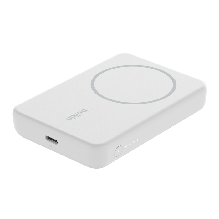 Magnetische draadloze 5000mAh-powerbank + standaard , Wit, hi-res