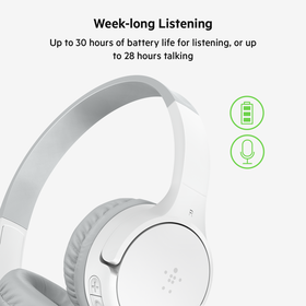 Wireless On-Ear Headphones for Kids, White, hi-res