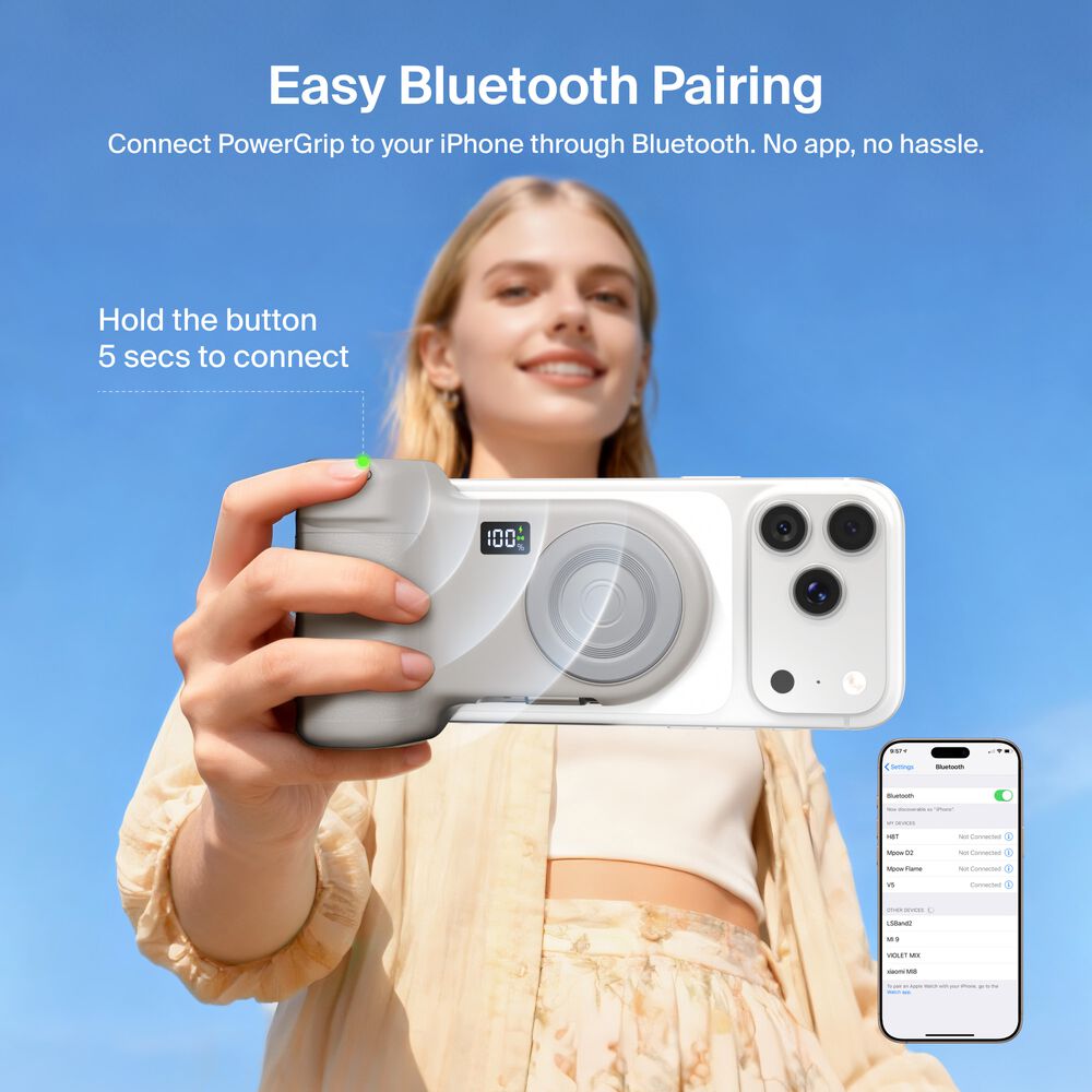 Magnetic Charging Camera Grip with Power Bank, Sand, hi-res