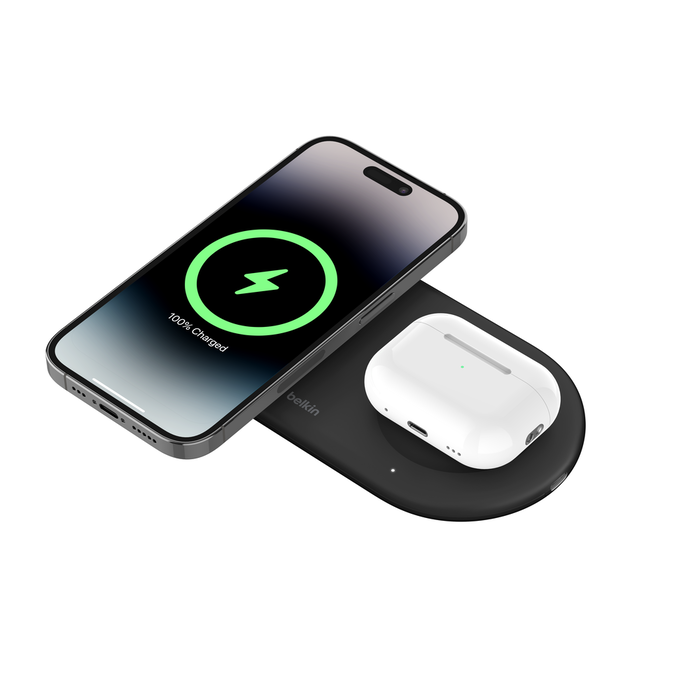 2 in 1 Magnetic Wireless Charging Pad with Qi2 MagSafe compatible Belkin US