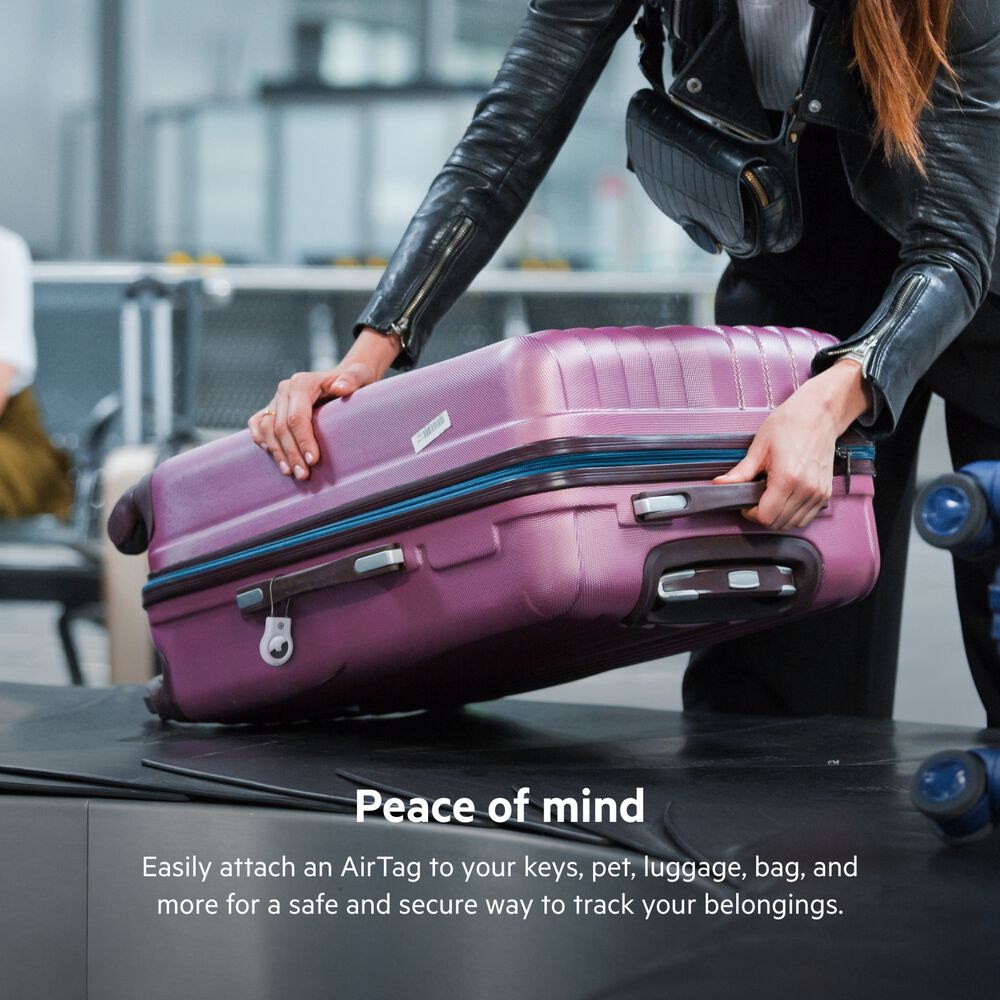 Secure Holder with Wire Cable for AirTag, White, hi-res