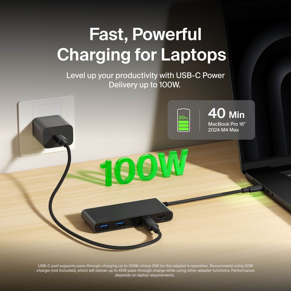 7-Port USB-C Hub with Dual USB-C Ports, Black, hi-res