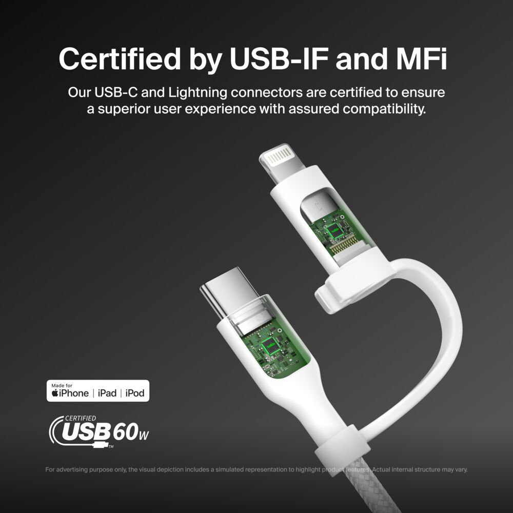 2-in-1 Cable with USB-C and Lightning Connector | Belkin US