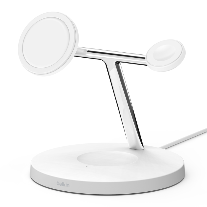 Caricabatteria wireless 3 in 1 con MagSafe, 15 W, Bianco, hi-res