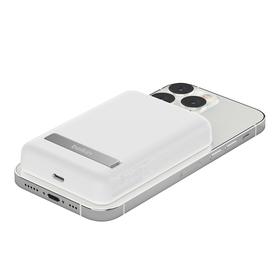 Magnetische draadloze 5000mAh-powerbank + standaard , Wit, hi-res