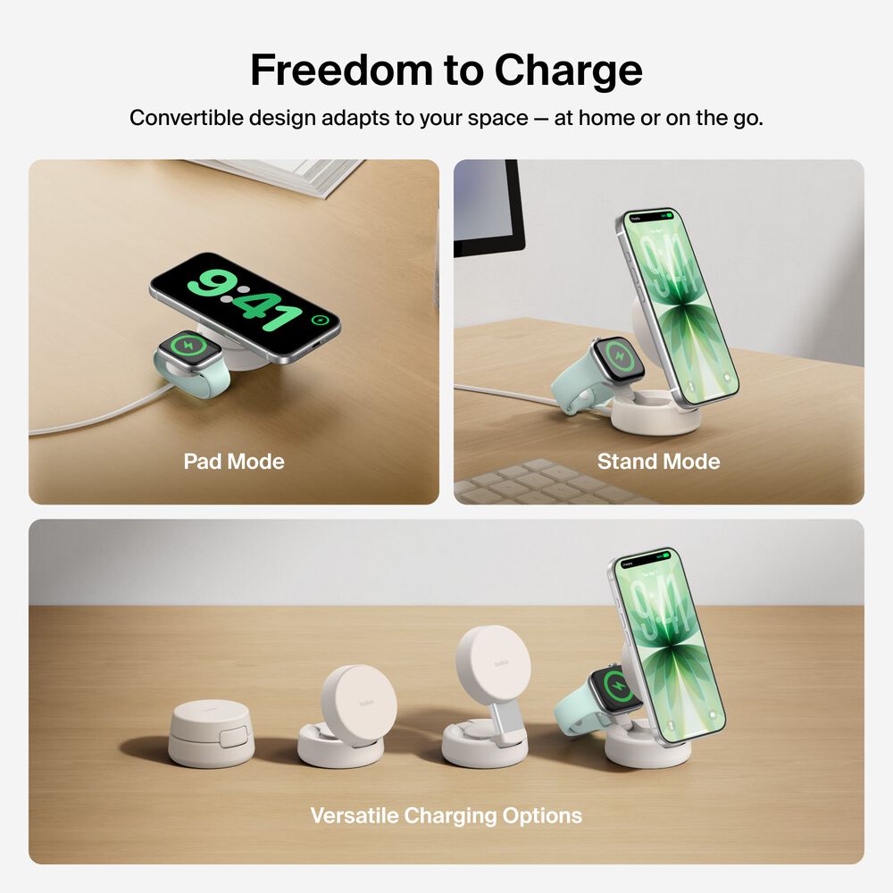 2-in-1 Convertible Magnetic Charger with Qi2 25W, Sand, hi-res