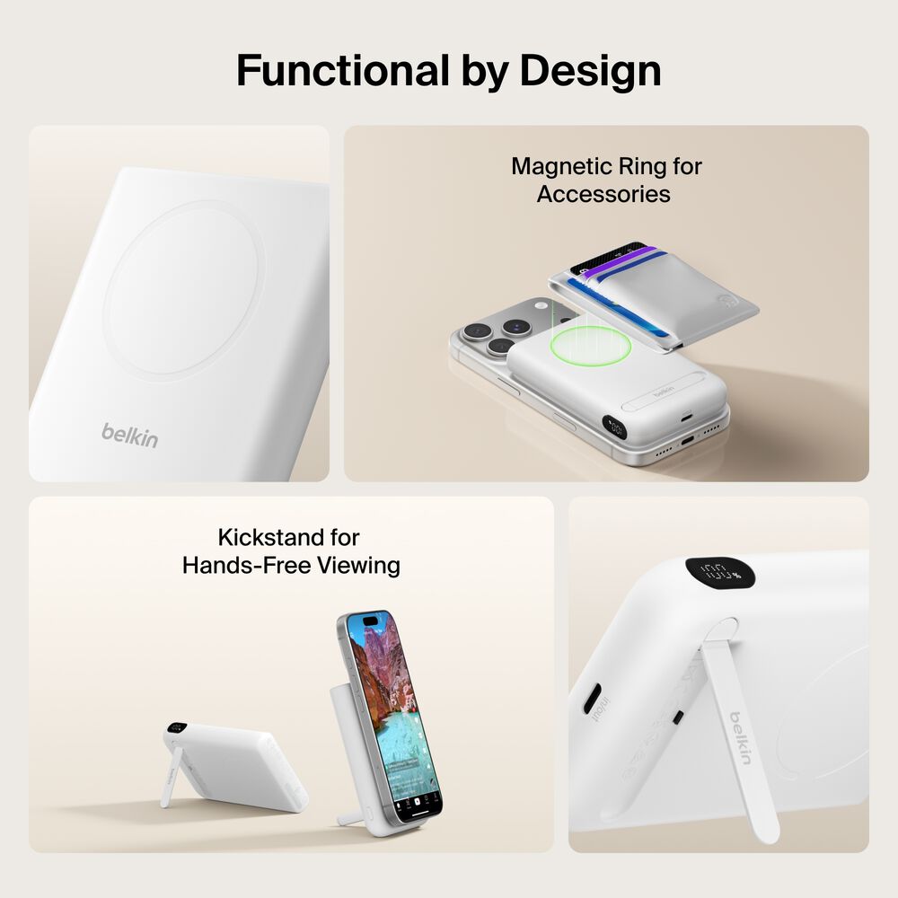 Power Bank 10K with Magnetic Ring, White, hi-res